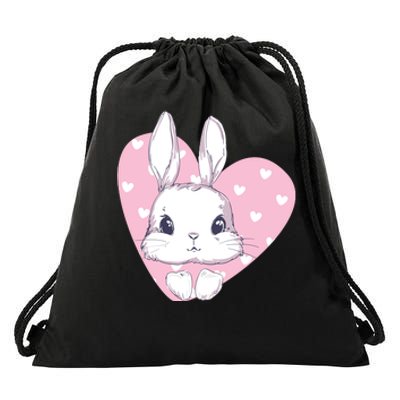 Cute Bunny Heart Pink Girly Love Rabbit Childrens Drawstring Bag