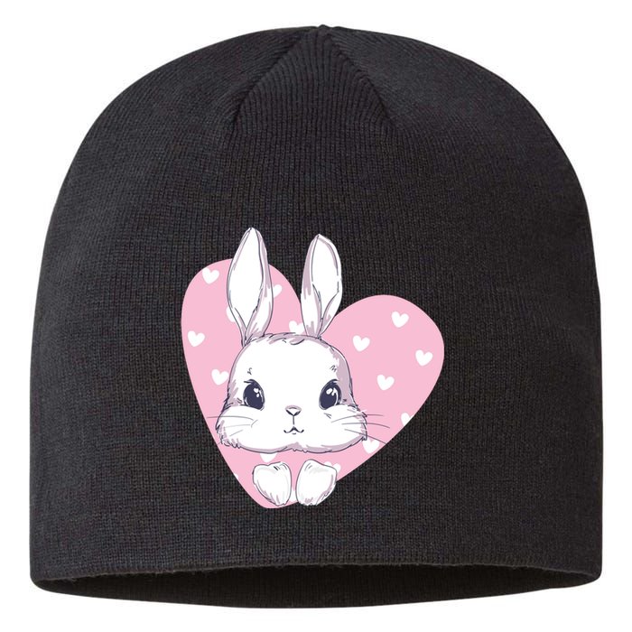 Cute Bunny Heart Pink Girly Love Rabbit Childrens Sustainable Beanie