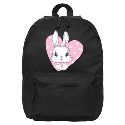 Cute Bunny Heart Pink Girly Love Rabbit Childrens 16 in Basic Backpack