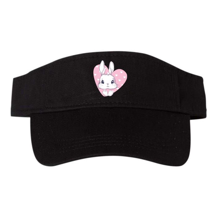 Cute Bunny Heart Pink Girly Love Rabbit Childrens Valucap Bio-Washed Visor