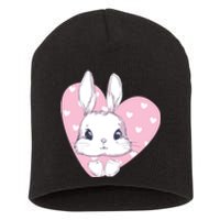 Cute Bunny Heart Pink Girly Love Rabbit Childrens Short Acrylic Beanie