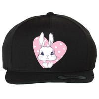 Cute Bunny Heart Pink Girly Love Rabbit Childrens Wool Snapback Cap