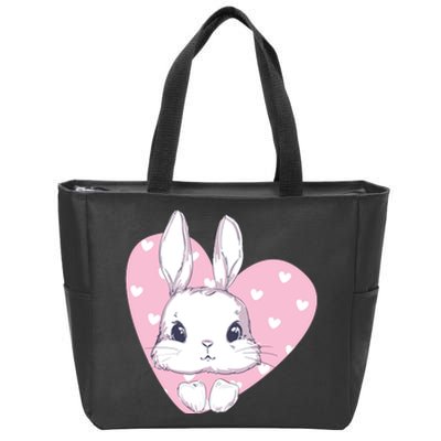 Cute Bunny Heart Pink Girly Love Rabbit Childrens Zip Tote Bag