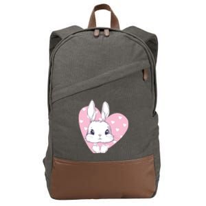 Cute Bunny Heart Pink Girly Love Rabbit Childrens Cotton Canvas Backpack