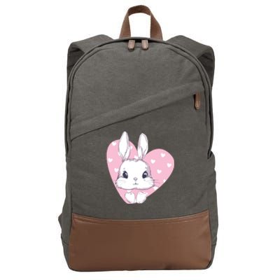 Cute Bunny Heart Pink Girly Love Rabbit Childrens Cotton Canvas Backpack