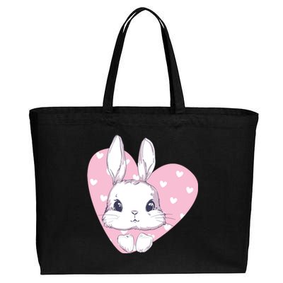 Cute Bunny Heart Pink Girly Love Rabbit Childrens Cotton Canvas Jumbo Tote