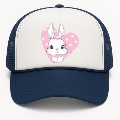 Cute Bunny Heart Pink Girly Love Rabbit Childrens Trucker Hat