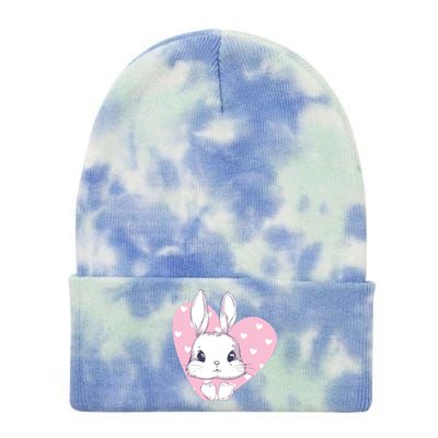 Cute Bunny Heart Pink Girly Love Rabbit Childrens Tie Dye 12in Knit Beanie