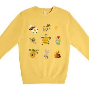 Cute Bee Hive Bee Combination Premium Crewneck Sweatshirt