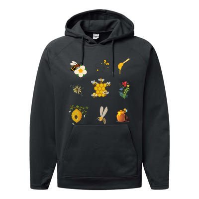 Cute Bee Hive Bee Combination Performance Fleece Hoodie