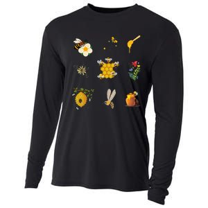 Cute Bee Hive Bee Combination Cooling Performance Long Sleeve Crew