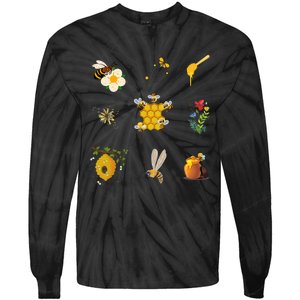 Cute Bee Hive Bee Combination Tie-Dye Long Sleeve Shirt