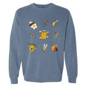 Cute Bee Hive Bee Combination Garment-Dyed Sweatshirt