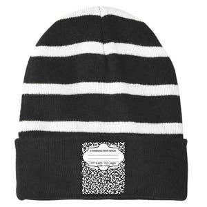 Composition Book Halloween Striped Beanie with Solid Band