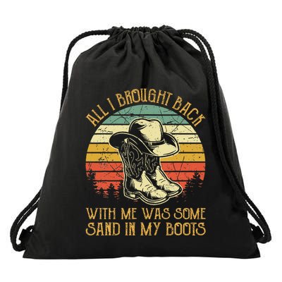 Cowboy Boots Hat Sand In My Boots Southern Western Drawstring Bag