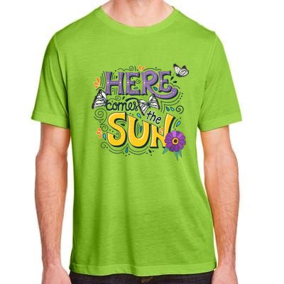 Colorful Beach Here Comes The Sun Summer Vacation Holiday Meaningful Gift Adult ChromaSoft Performance T-Shirt