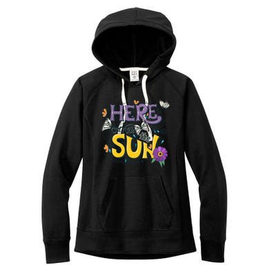 Colorful Beach Here Comes The Sun Summer Vacation Holiday Meaningful Gift Women's Fleece Hoodie