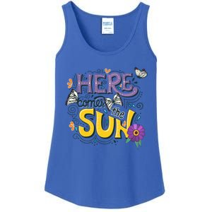 Colorful Beach Here Comes The Sun Summer Vacation Holiday Meaningful Gift Ladies Essential Tank