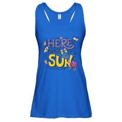 Colorful Beach Here Comes The Sun Summer Vacation Holiday Meaningful Gift Ladies Essential Flowy Tank