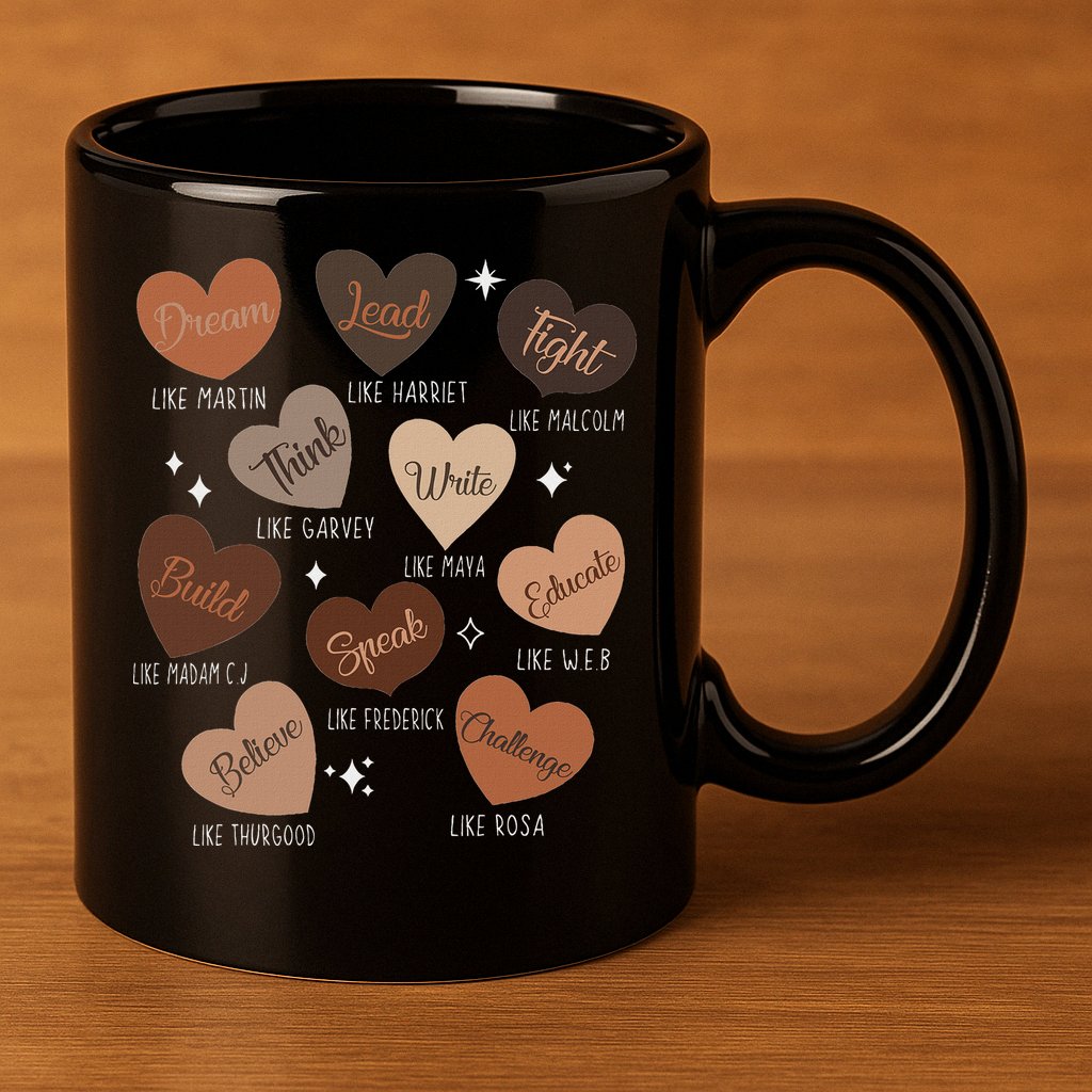 Celebrating Black History With Educated Leader Hearts 11oz C Handle Ceramic Mug