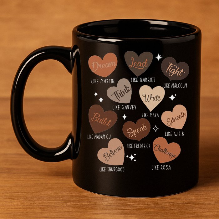 Celebrating Black History With Educated Leader Hearts 11oz C Handle Ceramic Mug