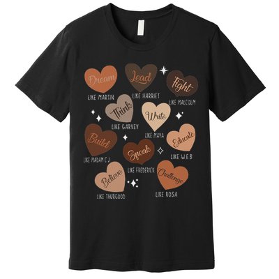 Celebrating Black History With Educated Leader Hearts Premium T-Shirt