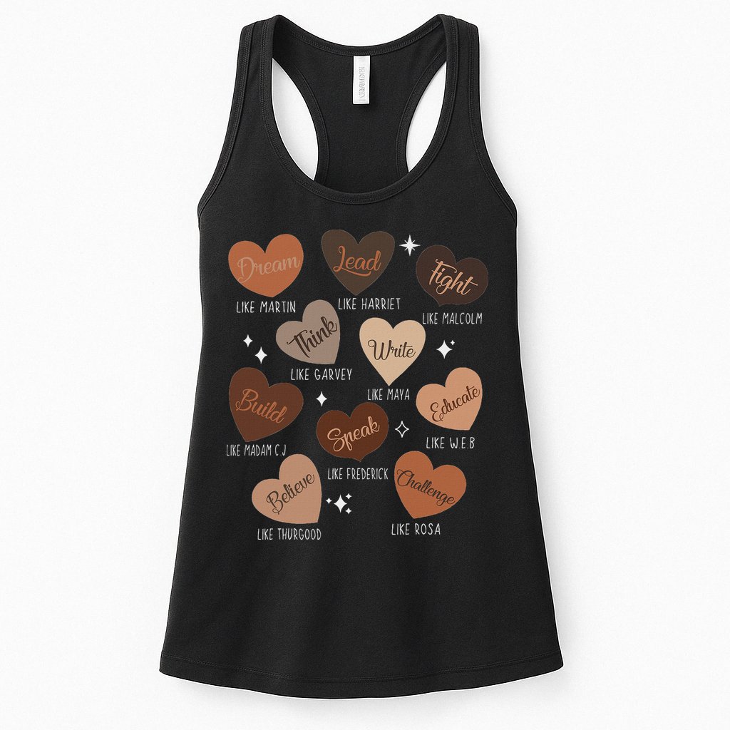 Celebrating Black History With Educated Leader Hearts Womens Tank Top