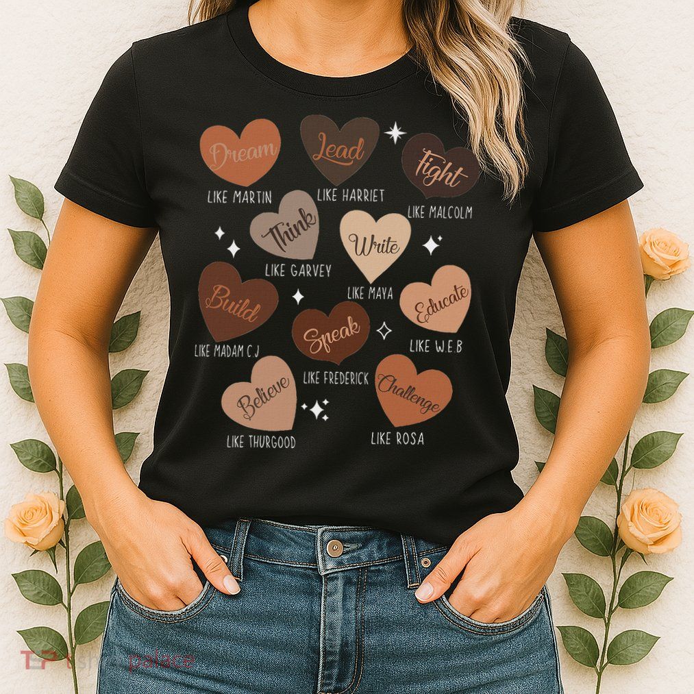 Celebrating Black History With Educated Leader Hearts Womens T-Shirt