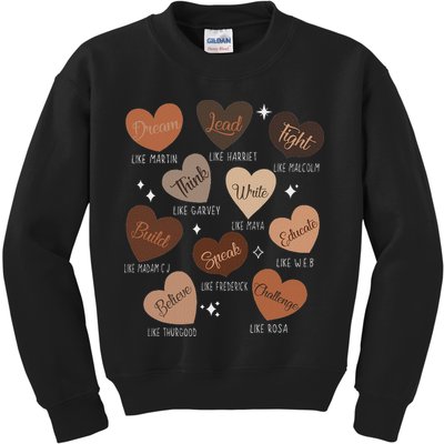 Celebrating Black History With Educated Leader Hearts Kids Sweatshirt