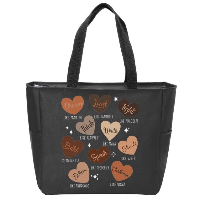 Celebrating Black History With Educated Leader Hearts Zip Tote Bag