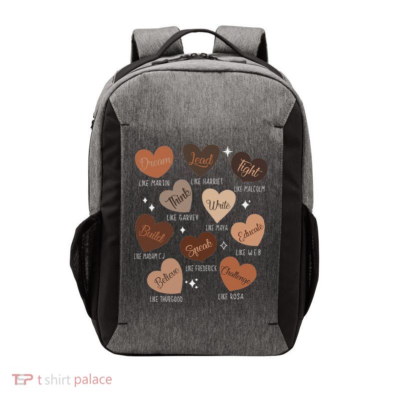 Celebrating Black History With Educated Leader Hearts Vector Backpack