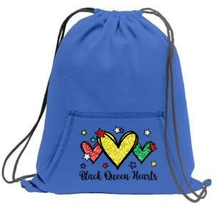 Cute Black History Months Motif Black Queen Hearts Gift Sweatshirt Cinch Pack Bag