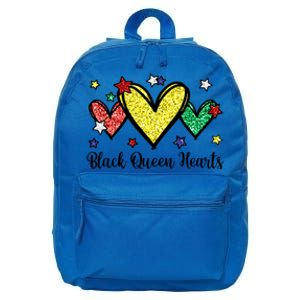 Cute Black History Months Motif Black Queen Hearts Gift 16 in Basic Backpack