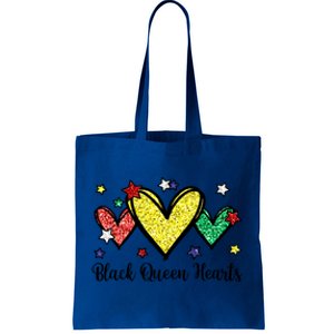 Cute Black History Months Motif Black Queen Hearts Gift Tote Bag