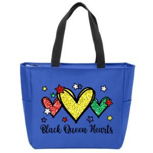 Cute Black History Months Motif Black Queen Hearts Gift Zip Tote Bag