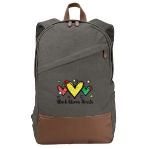 Cute Black History Months Motif Black Queen Hearts Gift Cotton Canvas Backpack