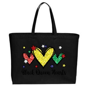 Cute Black History Months Motif Black Queen Hearts Gift Cotton Canvas Jumbo Tote