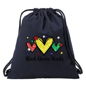 Cute Black History Months Motif Black Queen Hearts Gift Drawstring Bag