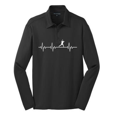 Classic Baseball Heartbeat Baseball Players And Fans Silk Touch Performance Long Sleeve Polo