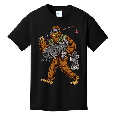 Catfishing Bigfoot Hunting Catfishermen Kids T-Shirt