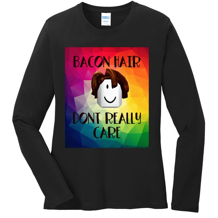 Colorful Bacon Hair Oof Head Design For Boy Video Gamers Ladies Long Sleeve Shirt