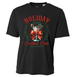 Coquette Bow Holiday Spirit Cocktail Club Christmas Party Cooling Performance Crew T-Shirt