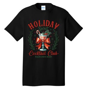 Coquette Bow Holiday Spirit Cocktail Club Christmas Party Tall T-Shirt