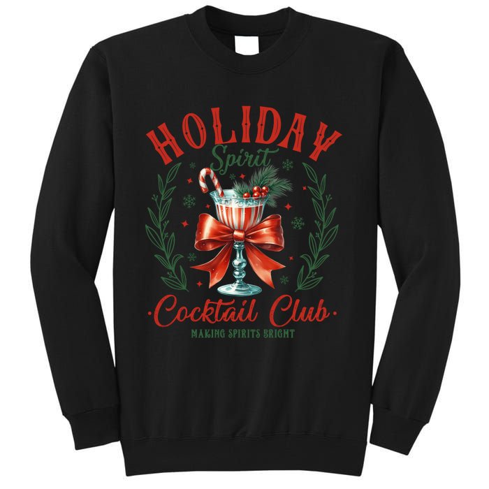 Coquette Bow Holiday Spirit Cocktail Club Christmas Party Tall Sweatshirt