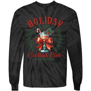 Coquette Bow Holiday Spirit Cocktail Club Christmas Party Tie-Dye Long Sleeve Shirt