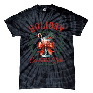 Coquette Bow Holiday Spirit Cocktail Club Christmas Party Tie-Dye T-Shirt