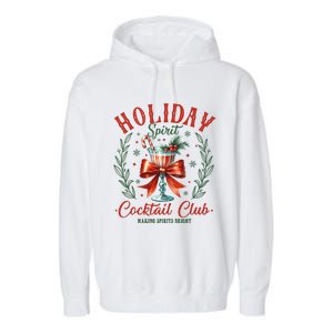 Coquette Bow Holiday Spirit Cocktail Club Christmas Party Garment-Dyed Fleece Hoodie