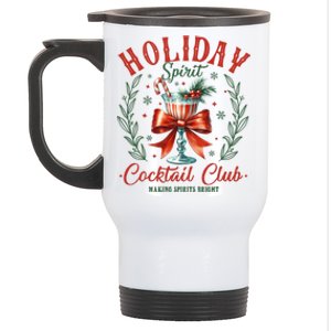 Coquette Bow Holiday Spirit Cocktail Club Christmas Party Stainless Steel Travel Mug