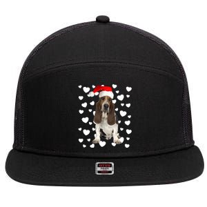 Christmas Basset Hound Santa Hat Holidays Dog Mom Dad Xmas Gift 7 Panel Mesh Trucker Snapback Hat