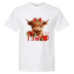 Cute Baby Highland Cow Merry Christmas Farmer Cow Xmas Garment-Dyed Heavyweight T-Shirt